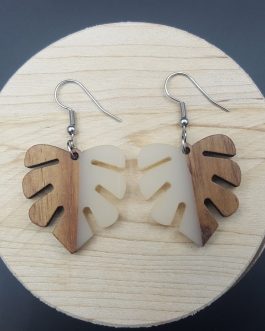 Kolczyki LIŚCIE MONSTERY BIAŁE