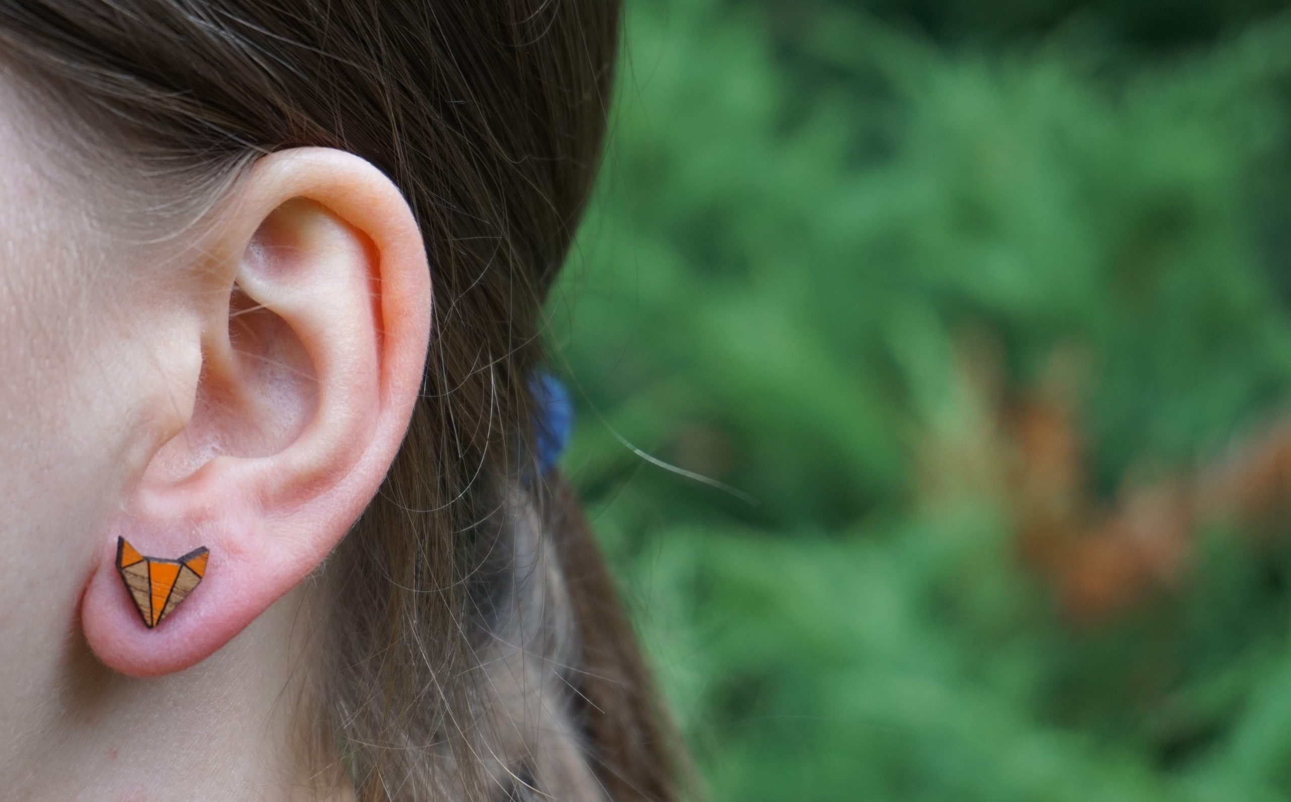 Kolczyki drewniane LISY POMARAŃCZOWE - obrazek 5