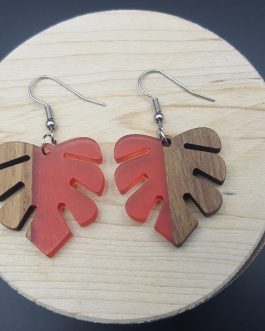 Kolczyki LIŚCIE MONSTERY CZERWONE