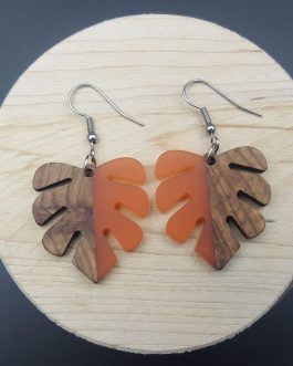 Kolczyki LIŚCIE MONSTERY POMARAŃCZOWE