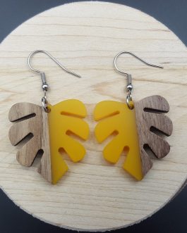 Kolczyki LIŚCIE MONSTERY ŻÓŁTE