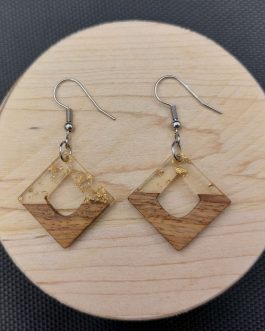 Kolczyki KWADRATY ZE ZŁOTKIEM