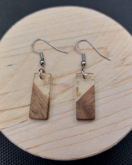 Kolczyki PROSTOKĄTY KRÓTKIE ZE ZŁOTKIEM