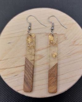 Kolczyki PROSTOKĄTY DŁUGIE ZE ZŁOTKIEM