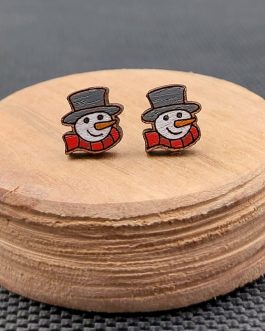 Kolczyki drewniane BAŁWANKI CZERWONE