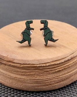 Kolczyki drewniane DINOZAURY T-REX