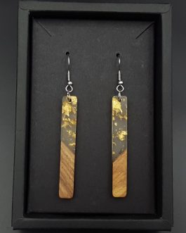 Kolczyki PROSTOKĄTY DŁUGIE ZE ZŁOTKIEM