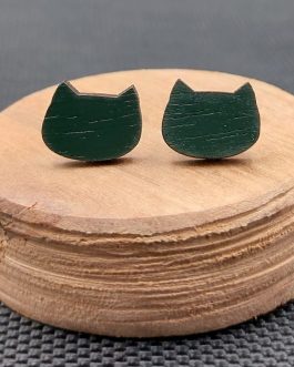 Kolczyki drewniane KOTY ZIELONE