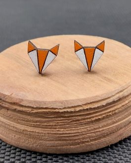 Kolczyki drewniane LISY BIAŁO-POMARAŃCZOWE