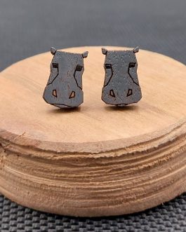 Kolczyki drewniane HIPOPOTAMY