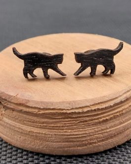 Kolczyki drewniane KOTY CZARNE