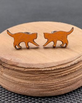 Kolczyki drewniane KOTY RUDE