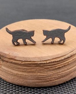 Kolczyki drewniane KOTY SZARE