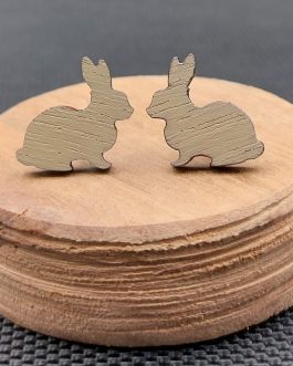 Kolczyki drewniane KRÓLIKI BEŻOWE