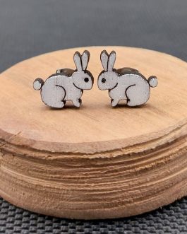 Kolczyki drewniane KRÓLIKI BIAŁE