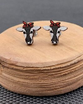 Kolczyki drewniane KROWY BIAŁE