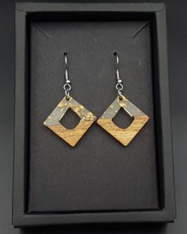 Kolczyki KWADRATY ZE ZŁOTKIEM