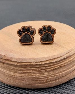 Kolczyki drewniane ŁAPKI CZARNE