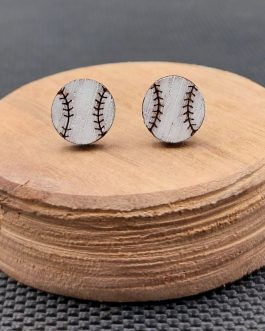 Kolczyki drewniane BASEBALL