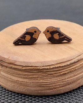 Kolczyki drewniane PTAKI CZARNE