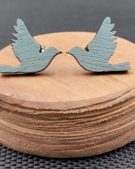 Kolczyki drewniane PTAKI TURKUSOWE