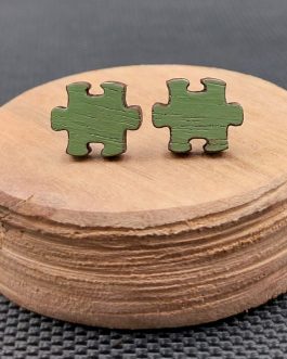 Kolczyki drewniane PUZZLE ZIELONE