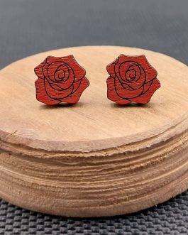 Kolczyki drewniane RÓŻE