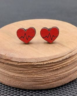 Kolczyki drewniane SERCA EKG