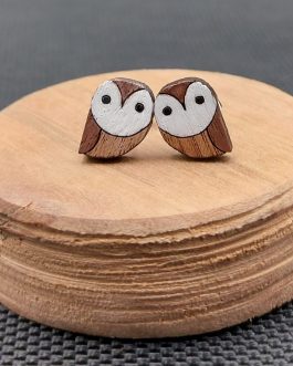 Kolczyki drewniane SOWY BRĄZOWE