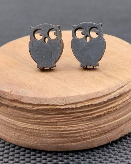Kolczyki drewniane SOWY SZARE