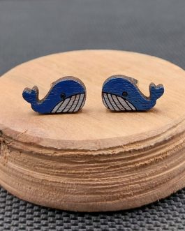 Kolczyki drewniane WIELORYBY