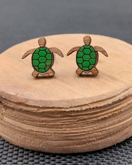 Kolczyki drewniane ŻÓŁWIE JASNOZIELONE