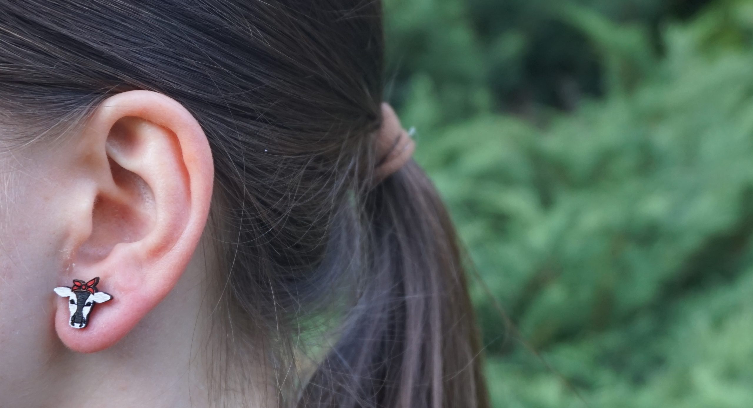 Kolczyki drewniane KROWY BIAŁE - obrazek 5