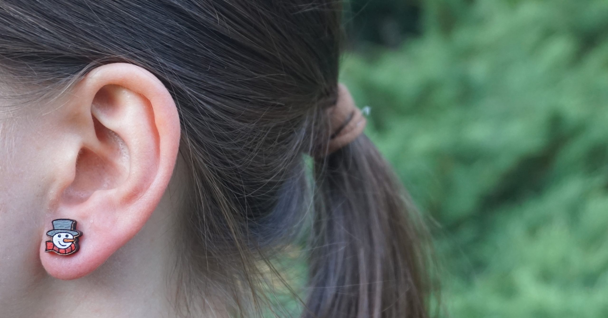 Kolczyki drewniane BAŁWANKI CZERWONE - obrazek 5