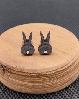 Kolczyki drewniane KRÓLIKI SZARE CIEMNE