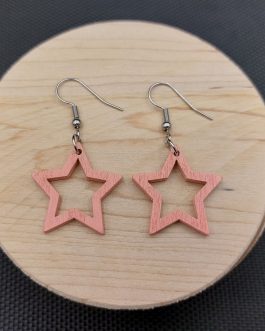 Kolczyki drewniane GWIAZDKI ŁOSOSIOWE