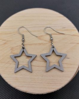 Kolczyki drewniane GWIAZDKI SZARE