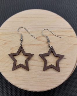 Kolczyki drewniane GWIAZDKI BRĄZOWE