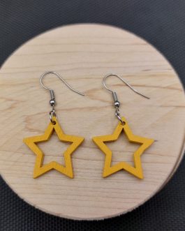 Kolczyki drewniane GWIAZDKI ŻÓŁTE