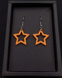 Kolczyki drewniane GWIAZDKI POMARAŃCZOWE