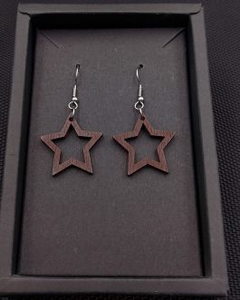 Kolczyki drewniane GWIAZDKI BRĄZOWE