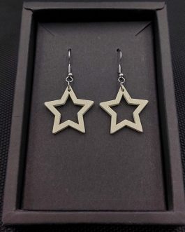 Kolczyki drewniane GWIAZDKI BIAŁE