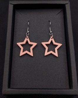 Kolczyki drewniane GWIAZDKI ŁOSOSIOWE