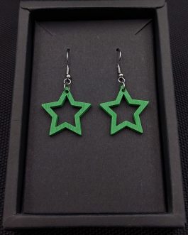 Kolczyki drewniane GWIAZDKI ZIELONE JASNE
