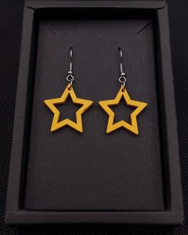 Kolczyki drewniane GWIAZDKI ŻÓŁTE