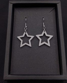 Kolczyki drewniane GWIAZDKI SZARE