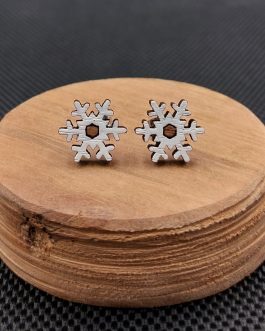 Kolczyki drewniane ŚNIEŻYNKI