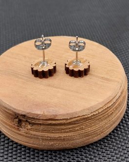 Kolczyki drewniane MARGARETKI RÓŻOWE