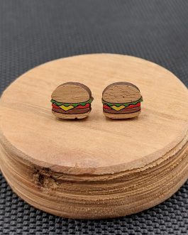 Kolczyki drewniane HAMBURGERY