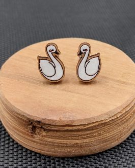 Kolczyki drewniane ŁABĘDZIE